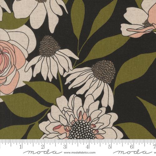 Moda Botany Roses Mochi Linen - Ink