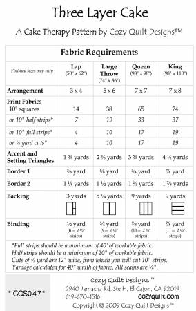 Paper Quilt Pattern - Three Layer Cake