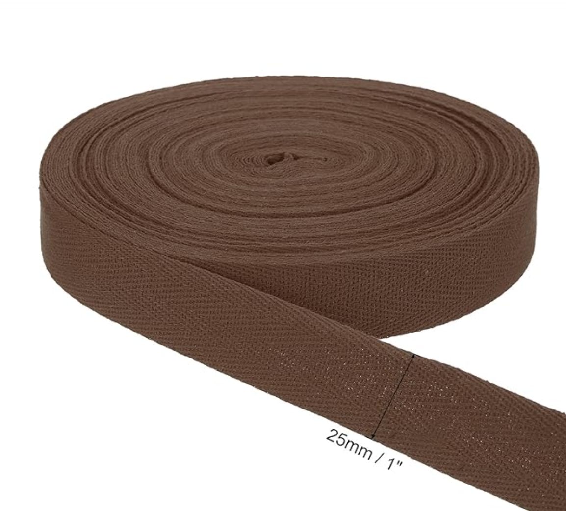 Cotton Twill Tape - chocolate 25mm