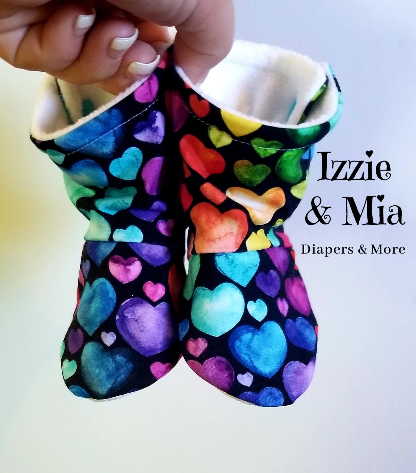 Rainbow Black Hearts Cotton Woven