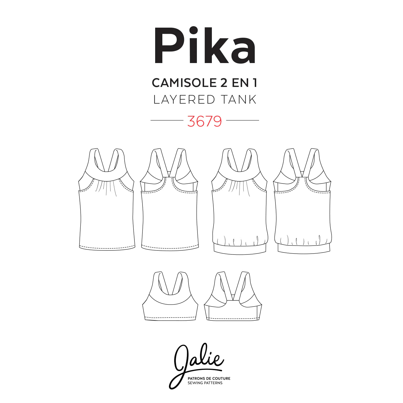 Jalie 3679 - PIKA Sport Bra and Layered Blouson Tank