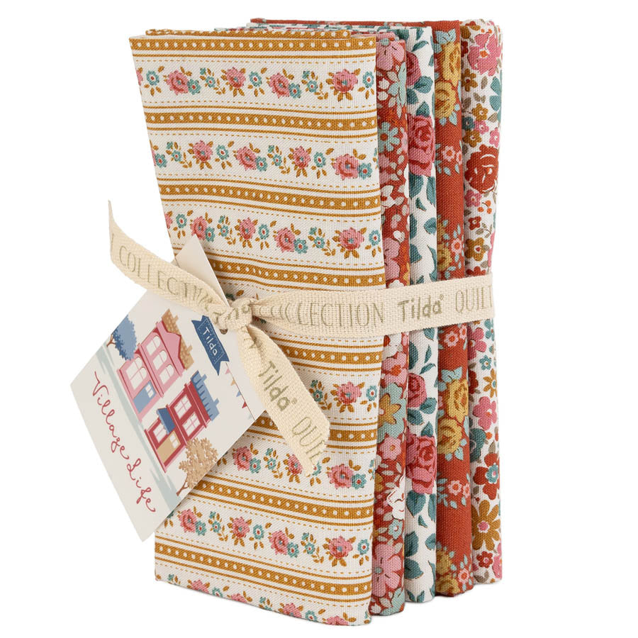 ***PRE-ORDER*** Tilda Village Life FQ Rust Ochre Bundle 5 Prints