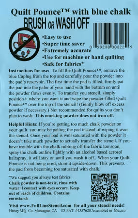 Full Line Stencil: Stencil Chalk Transfer Quilt Pounce Pad - Blue