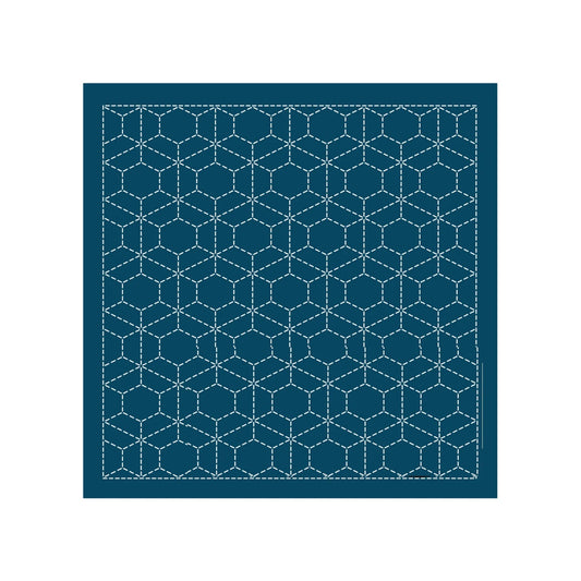Sashiko Sampler Traditional Design Arare-kikko - Navy