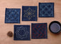 Sashiko Tsumugi Sampler Coasters - Navy Blue