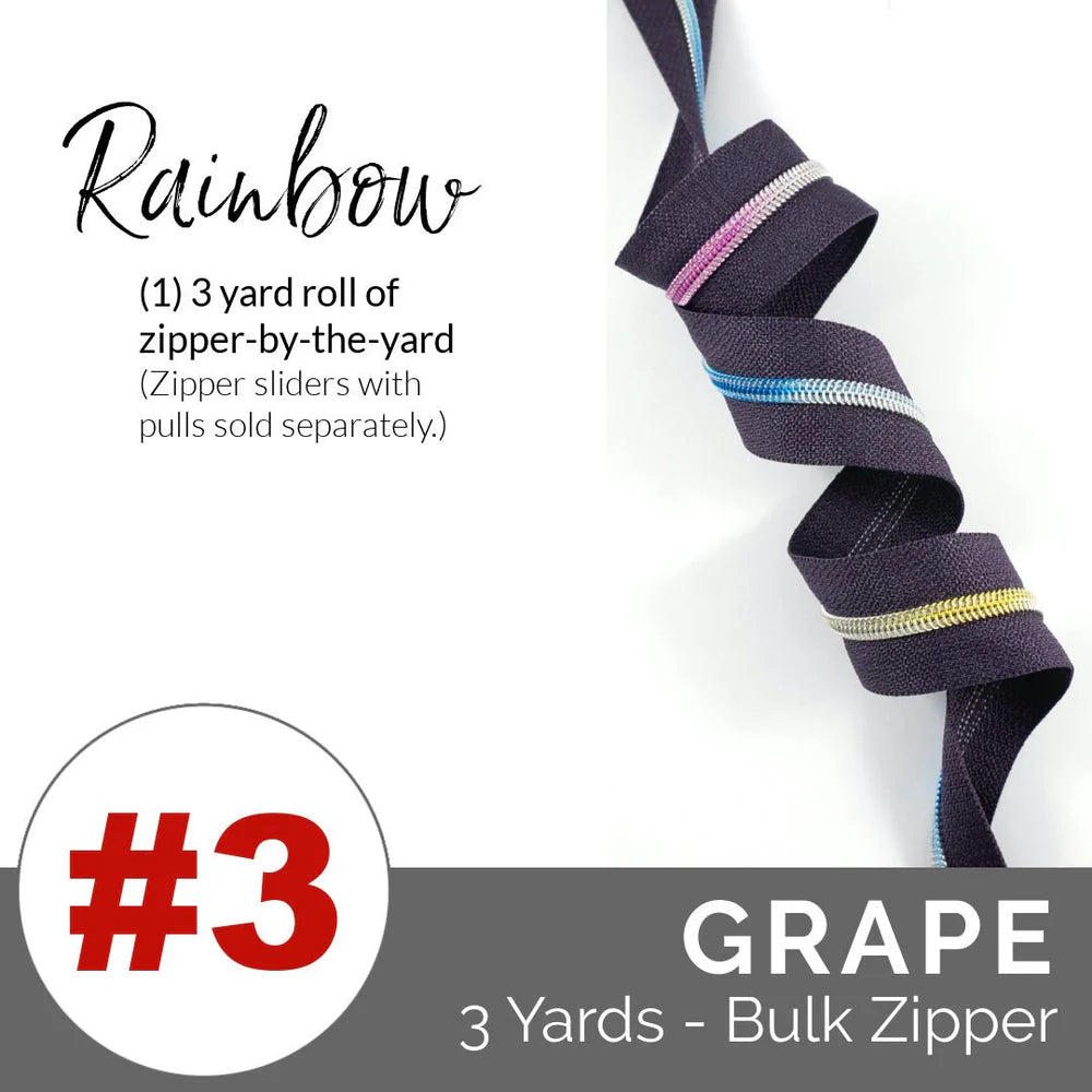Emmaline Zippers-by-the-Yard - *SIZE#3* Grape (DOES NOT INCLUDE SLIDERS/PULLS)