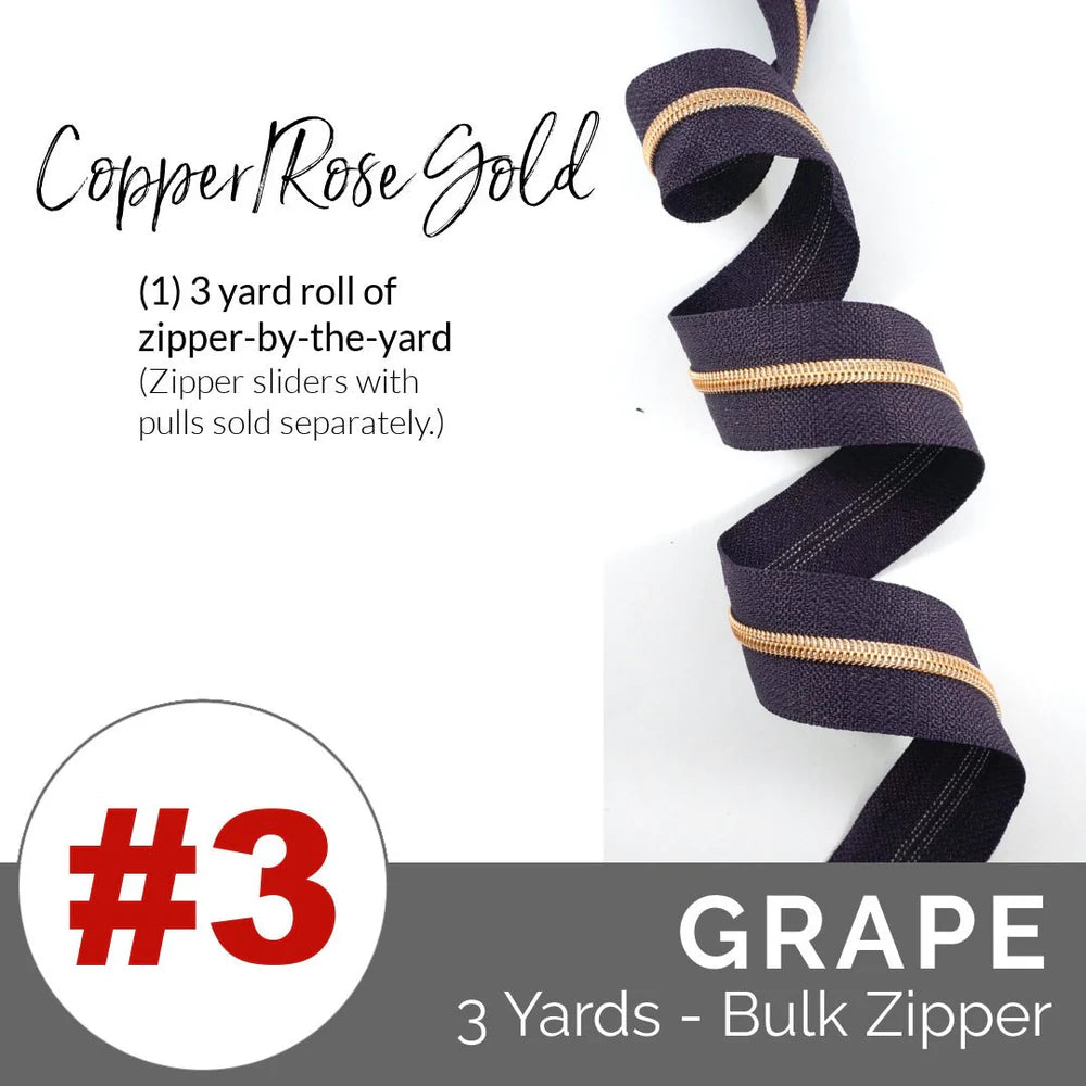 Emmaline Zippers-by-the-Yard - *SIZE#3* Grape (DOES NOT INCLUDE SLIDERS/PULLS)