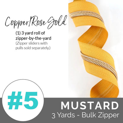 Emmaline Zippers-by-the-Yard - *SIZE#5* Mustard (DOES NOT INCLUDE SLIDERS/PULLS)