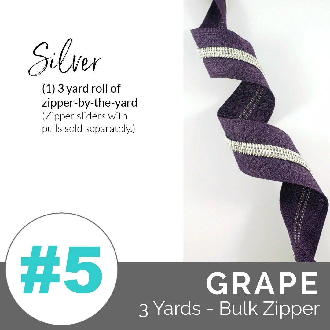 Emmaline Zippers-by-the-Yard - *SIZE#5* Grape (DOES NOT INCLUDE SLIDERS/PULLS)