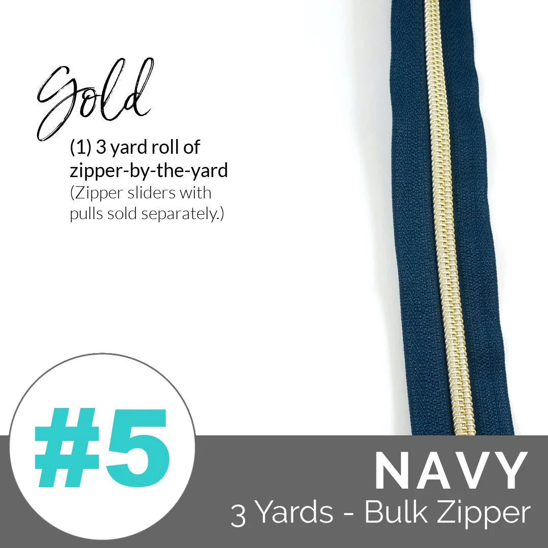 Emmaline Zippers-by-the-Yard - *SIZE#5* Navy (DOES NOT INCLUDE SLIDERS/PULLS)