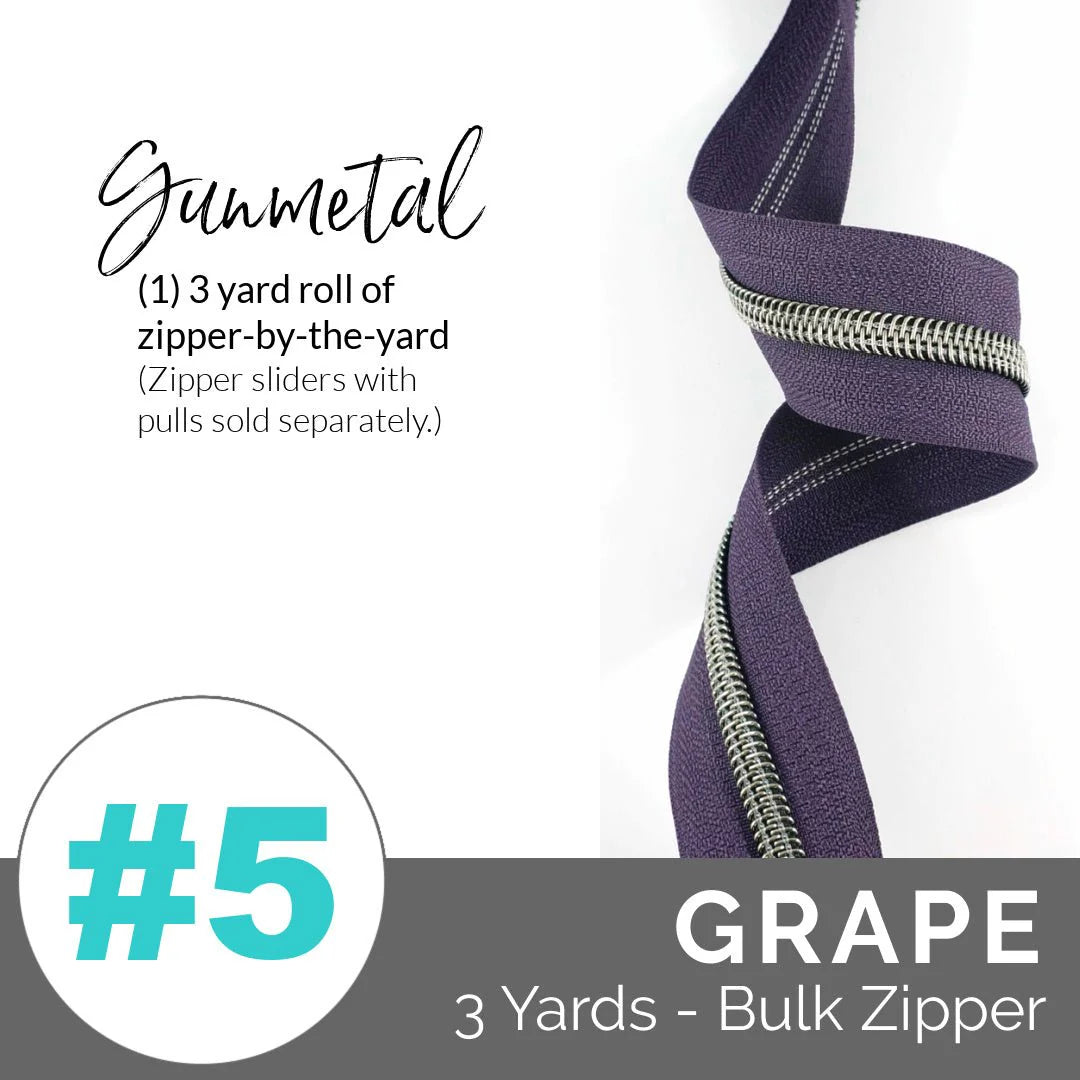 Emmaline Zippers-by-the-Yard - *SIZE#5* Grape (DOES NOT INCLUDE SLIDERS/PULLS)