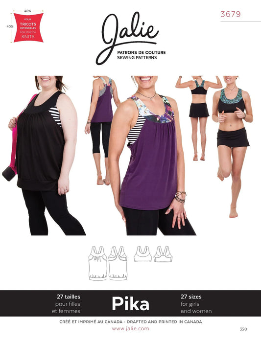 Jalie 3679 - PIKA Sport Bra and Layered Blouson Tank
