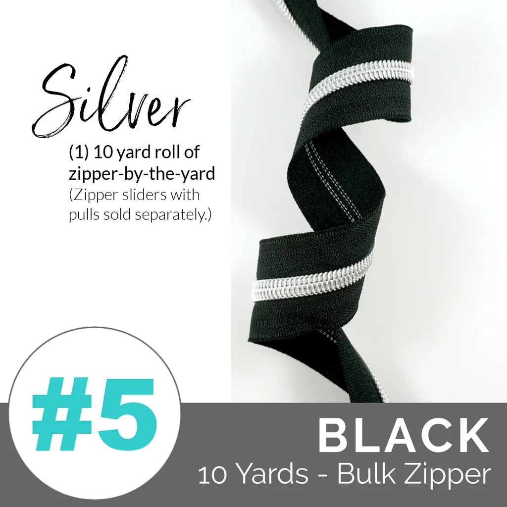 Emmaline Zippers-by-the-Yard - *SIZE#5* Black (DOES NOT INCLUDE SLIDERS/PULLS) - Black Rabbit Fabric Inc.