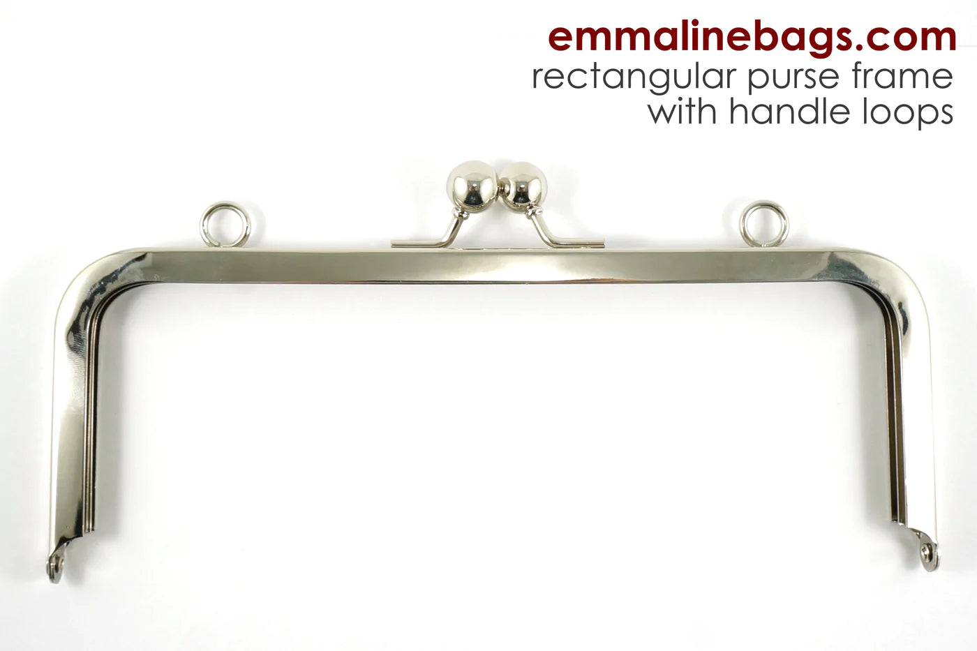 RECTANGULAR PURSE FRAME 8" WITH LOOPS - NICKEL